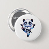 Badge Rond 5 Cm Adorable Karate Panda Crane Kick Pose (Devant & derrière)