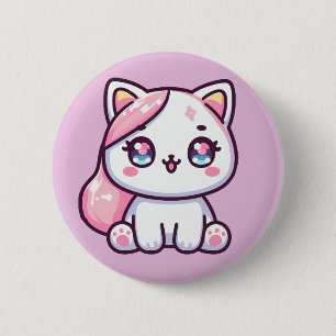 Badge Rond 5 Cm Adorable Kawaii Chaton