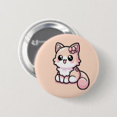 Badge Rond 5 Cm Adorable Kawaii Kitty (Devant & derrière)