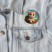 Badge Rond 5 Cm Adorable Kitten (En situation)