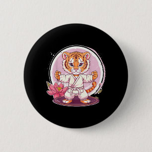 Badge Rond 5 Cm Adorable Kung Fu Tigre Lotus Kickboxing Taekwondo