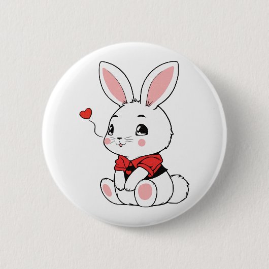 Badge Rond 5 Cm Adorable lapin mignon (Devant)