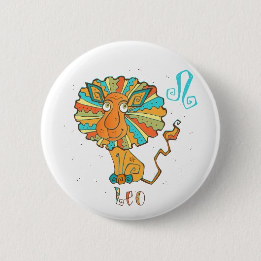 Badge Rond 5 Cm Adorable Lion Leo (Devant)