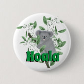 Badge Rond 5 Cm Adorable Ours de Koala Escalade Eucalyptus Arbre (Devant)