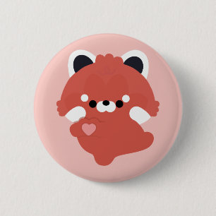 Badge Rond 5 Cm Adorable Panda Roux d'Amour