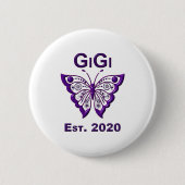 Badge Rond 5 Cm Adorable Papillon Gigi "Est 2020" (Devant)