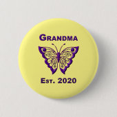 Badge Rond 5 Cm Adorable papillon grand-mère "Est 2020" (Devant)
