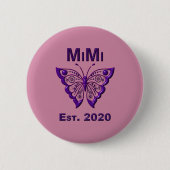 Badge Rond 5 Cm Adorable Papillon Mimi "Est 2020" (Devant)