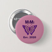 Badge Rond 5 Cm Adorable Papillon Mimi "Est 2020" (Devant & derrière)