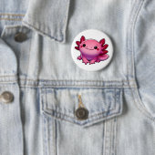 Badge Rond 5 Cm Adorable sourire Axolotl (En situation)