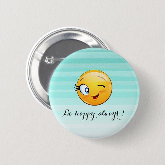 Badge Rond 5 Cm Adorable Winking Emoji Face-Be heureux toujours (Devant & derrière)
