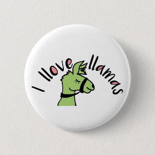 Badge Rond 5 Cm Adorables Llama Love I Llove Llamas