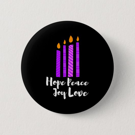 Badge Rond 5 Cm Advent Evergreen Wreath Candles Hope Peace Joy Lov (Devant)