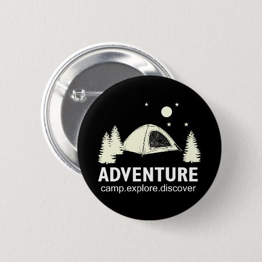 Badge Rond 5 Cm Adventure Camp Explore and Discover (Devant & derrière)