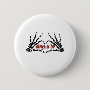Badge Rond 5 Cm Af Skeleton Mains Heart Classic