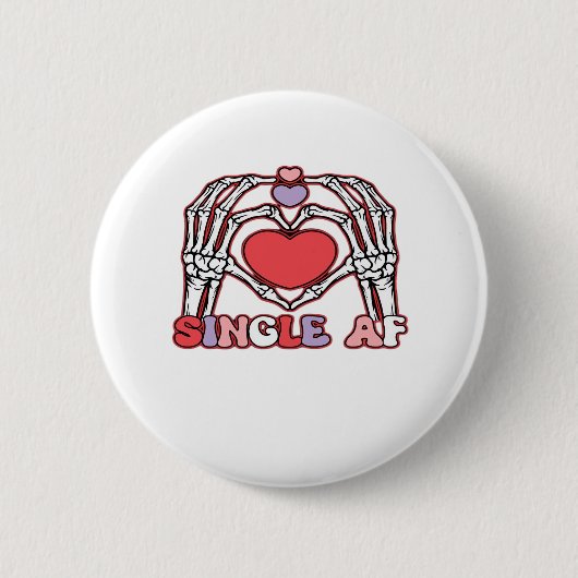 Badge Rond 5 Cm Af Skeleton Mains Valentines Classic (Devant)