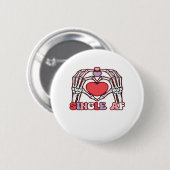 Badge Rond 5 Cm Af Skeleton Mains Valentines Classic (Devant & derrière)