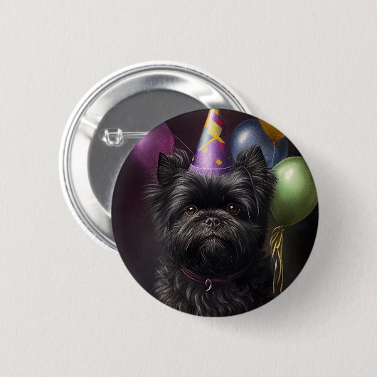 Badge Rond 5 Cm Affenpinscher Chien Ballons d'anniversaire (Devant & derrière)