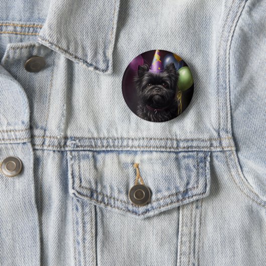 Badge Rond 5 Cm Affenpinscher Chien Ballons d'anniversaire (En situation)