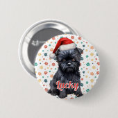 Badge Rond 5 Cm Affenpinscher Dog Christmas (Devant & derrière)