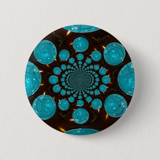 Badge Rond 5 Cm Affichage éclatant des lumières cyanes Kaleidoscop (Devant)