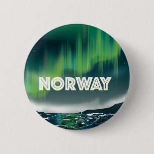 Badge Rond 5 Cm Affiche de voyage Aurore boréale Norvège