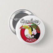 Badge Rond 5 Cm Affiche patch de voyage logo Explore Haïti. (Devant & derrière)