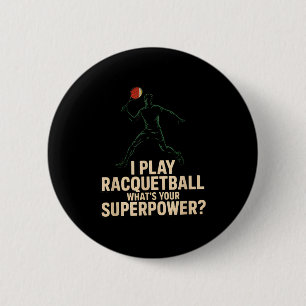 Badge Rond 5 Cm Affiche rétro de superpuissance de racquetball drô