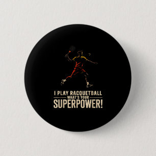 Badge Rond 5 Cm Affiche rétro de superpuissance de racquetball drô