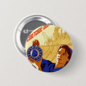 Badge Rond 5 Cm Affiche soviétique de propagande de programme (Devant & derrière)