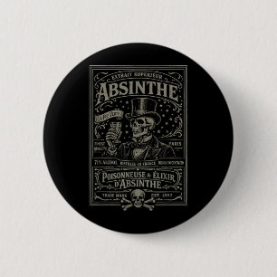 Badge Rond 5 Cm Affiche vintage d'absinthe Crâne Gentleman Art got