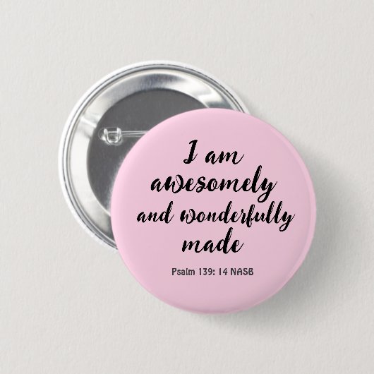 Badge Rond 5 Cm Affirmation Biblique Positive Rose (Devant & derrière)