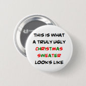 Badge Rond 5 Cm affreux pull de noël, vraiment (Devant & derrière)