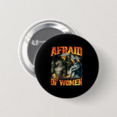 Badge Rond 5 Cm Afraid Of Women Funny Alpha Wolf Meme Cringe Men D (Devant & derrière)