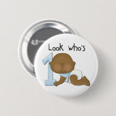 Badge Rond 5 Cm African American Boy 1st Birthday Tshirts and Gift (Devant & derrière)