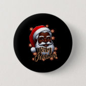 Badge Rond 5 Cm African American Santa Christmas Pajama Black X-ma (Devant)