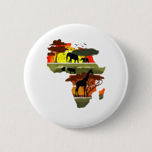 Badge Rond 5 Cm Afrique Continent coucher de soleil Safari Nature
