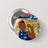 Badge Rond 5 Cm afrique rosie le riveter (Devant & derrière)