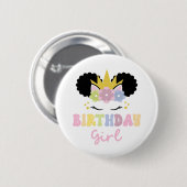 Badge Rond 5 Cm Afro Puff Unicorn Anniversaire Girl Party tenue (Devant & derrière)