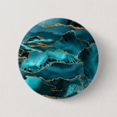 Badge Rond 5 Cm Agate bleu et or (Devant)