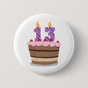 Badge Rond 5 Cm Âge 13 sur le gâteau d'anniversaire