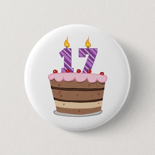 Badge Rond 5 Cm Âge 17 sur le gâteau d'anniversaire (Devant)