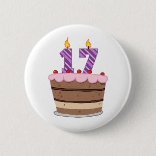 Badge Rond 5 Cm Âge 17 sur le gâteau d'anniversaire