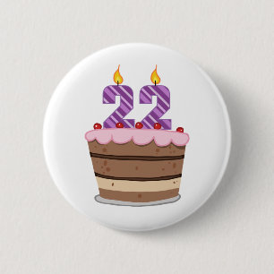 Badge Rond 5 Cm Âge 22 sur le gâteau d'anniversaire