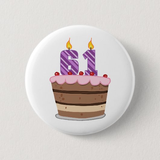 Badge Rond 5 Cm Âge 61 sur le gâteau d'anniversaire (Devant)