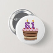 Badge Rond 5 Cm Âge 61 sur le gâteau d'anniversaire (Devant & derrière)