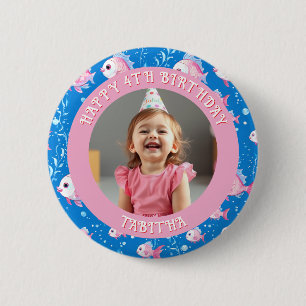 Badge Rond 5 Cm Âge, nom et photo personnalisés Anniversaire