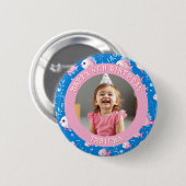 Badge Rond 5 Cm Âge, nom et photo personnalisés Anniversaire (Devant & derrière)