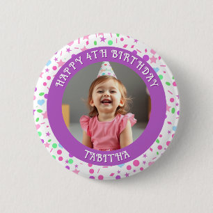 Badge Rond 5 Cm Âge, nom et photo personnalisés Anniversaire