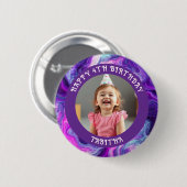 Badge Rond 5 Cm Âge, nom et photo personnalisés Anniversaire (Devant & derrière)